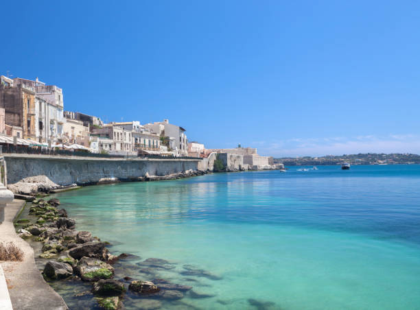 Ortygia waterfront and Castello Maniace, Siracusa Sicily Italy